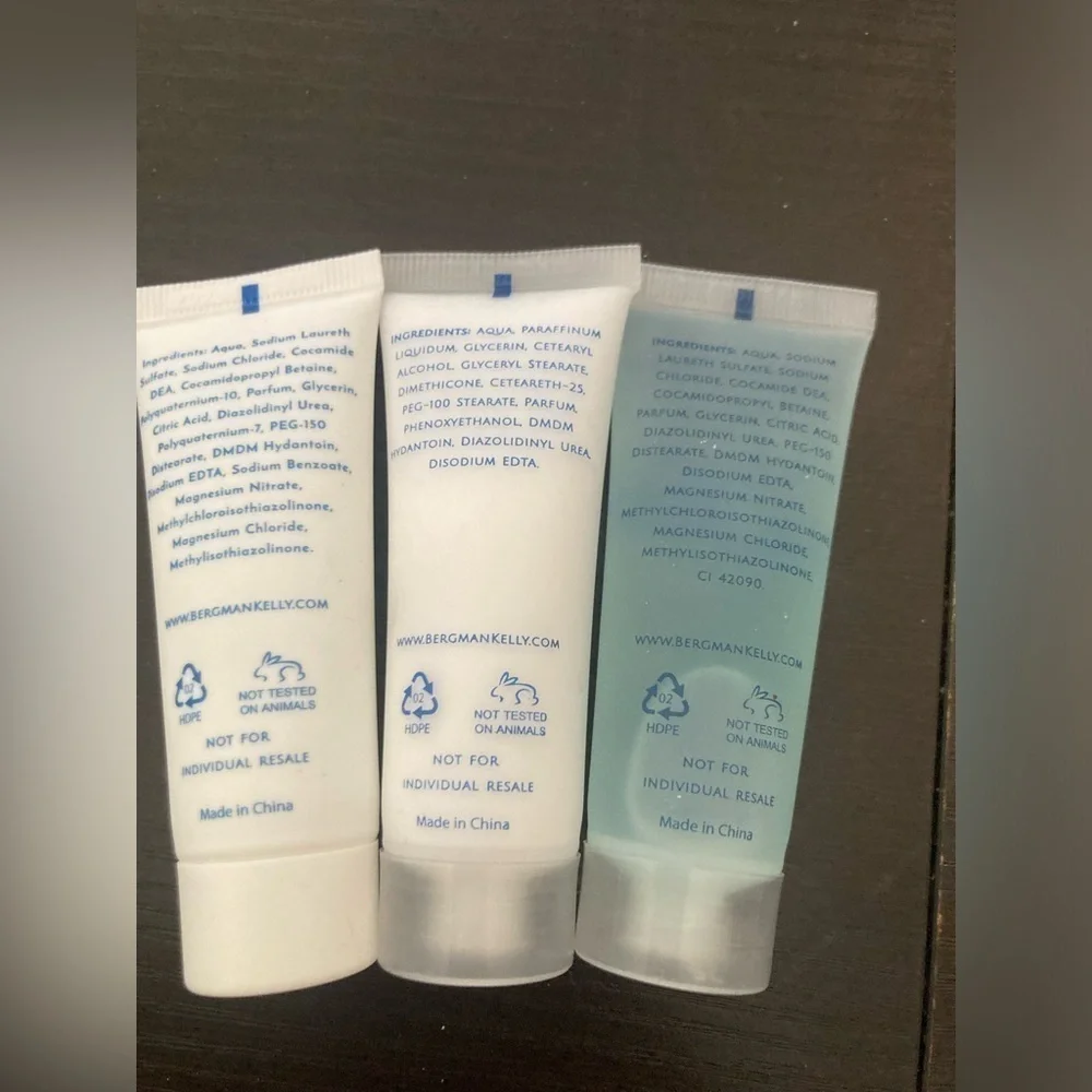 4/$25 Bergman Kelly Travel set. 3 piece set. Perfect for travel. Each 1 oz